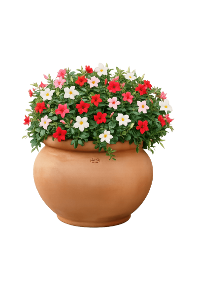 Moderner bauchiger Terracottatopf aus Impruneta mit Stempel – frostfest bis –30 °C